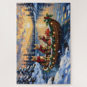Bengaal Kat Kerstboot Vakantie Legpuzzel (Verticaal)