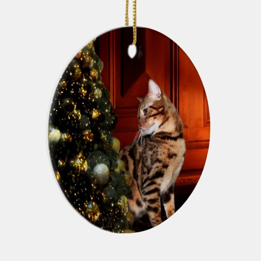 Bengaal Kat Kerstmis Keramisch Ornament (Rechts)
