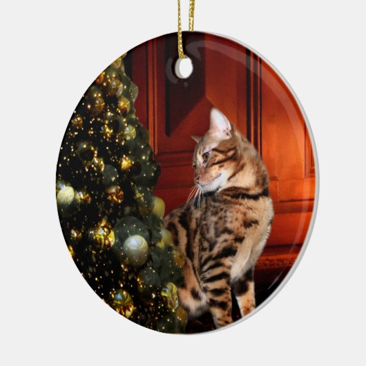 Bengaal Kat Kerstmis Keramisch Ornament (Links)