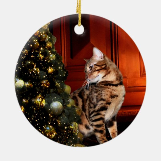 Bengaal Kat Kerstmis Keramisch Ornament (Achterkant)