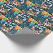 Bengaal Kat met Ballonnen Cadeaupapier (Hoek)
