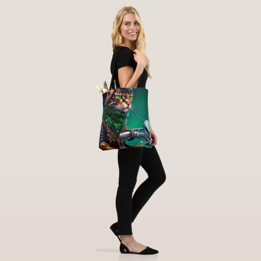 Bengaal Kat rijdt op fiets St. Patrick's Day Tote Bag (Op model)