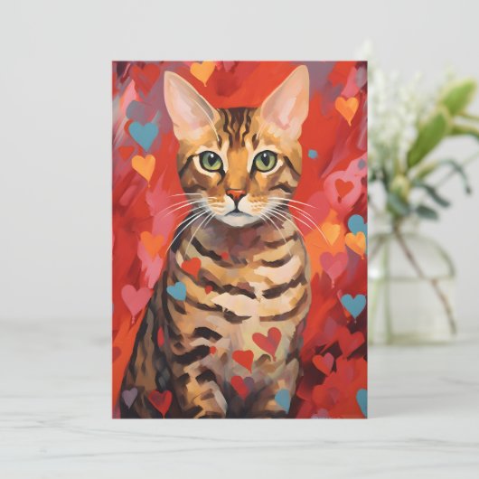 Bengaal kat Valentijnsdag Feestdagenkaart (Staand voorkant)