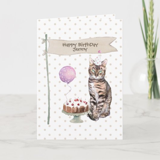 Bengaal Kat Verjaardagsfeest Hoed Kaart (Voorkant)