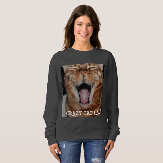 Bengaal Kat Womens Sweatshirt "CRAZY CAT LADY" (Voorkant volledig)