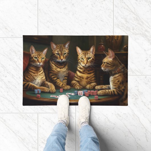 Bengaal Katzen Pokeren Kunst Deurmat (Binnen)