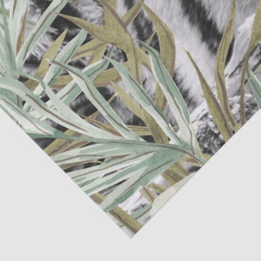 Bengaal White Tiger Tropical Palm Decoupage Tissuepapier (Detail)