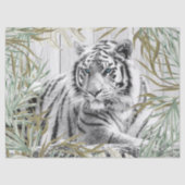 Bengaal White Tiger Tropical Palm Decoupage Tissuepapier (Voorkant)