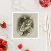 Bengaals kattenpaar, originele potloodtekening servet (Insitu)