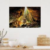 Bengaals tijger in grot poster (Keuken)