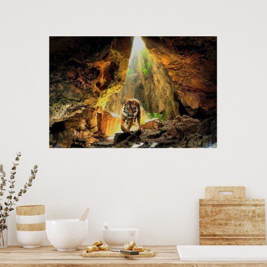 Bengaals tijger in grot poster (Keuken)
