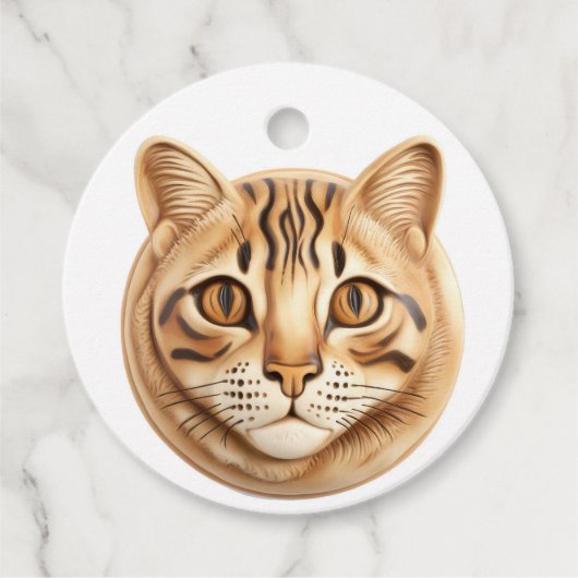 Bengaalse Cat 3D geïnspireerd Bedankjes Labels (Voorkant)