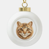 Bengaalse Cat 3D geïnspireerd Keramische Bal Ornament (Voorkant)