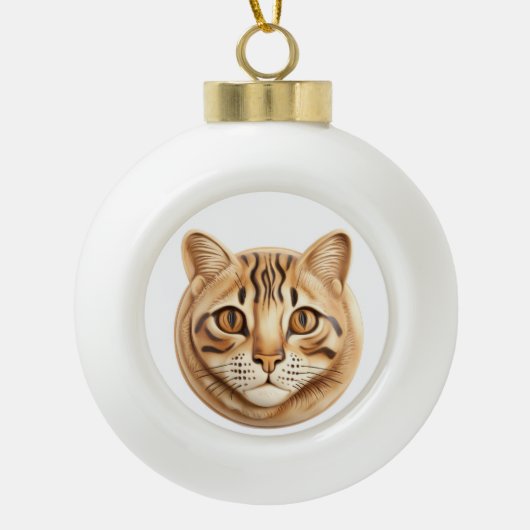 Bengaalse Cat 3D geïnspireerd Keramische Bal Ornament (Voorkant)