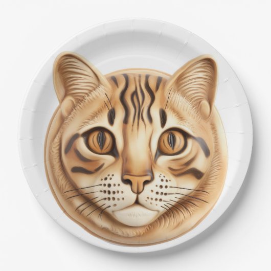 Bengaalse Cat 3D geïnspireerd Papieren Bordje (Voorkant)