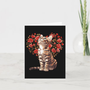 Bengaalse Cat Valentijnsdag Floral Heart Design vo Kaart