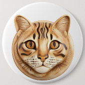 Bengaalse Kat 3D Geïnspireerd Ronde Button 6,0 Cm (Voorkant)