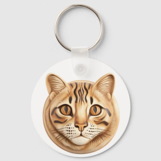 Bengaalse Kat 3D Geïnspireerd Sleutelhanger (Voorkant)