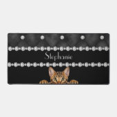 Bengaalse kat diamanten op zwarte bureaumat (Voorkant)