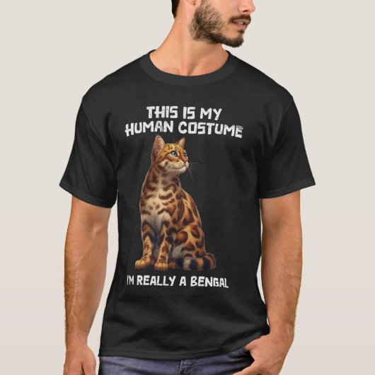 Bengaalse kat DIT IS MIJN MENSELIJKE KOSTUUM Grapp T-shirt (Voorkant)