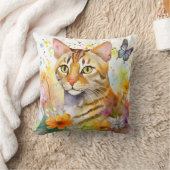 Bengaalse kat Floral ontwerp kussen (Deken)