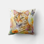 Bengaalse kat Floral ontwerp kussen (Achterkant)
