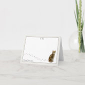 Bengaalse kat grijs rand monogram naam gevouwen bedankkaart (Voorkant)