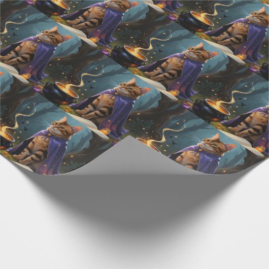 Bengaalse kat grillig Halloween schilderij Cadeaupapier (Hoek)