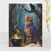 Bengaalse kat grillig Halloween schilderij Kaart (Gele Bloem)