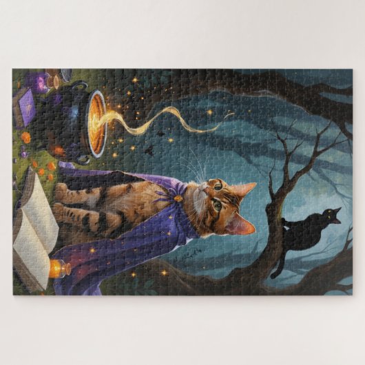 Bengaalse kat grillig Halloween schilderij Legpuzzel (Horizontaal)