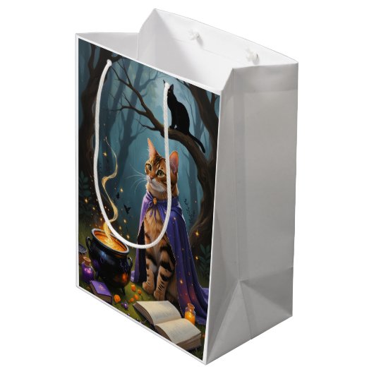 Bengaalse kat grillig Halloween schilderij Medium Cadeauzakje (Achterkant Gekanteld)