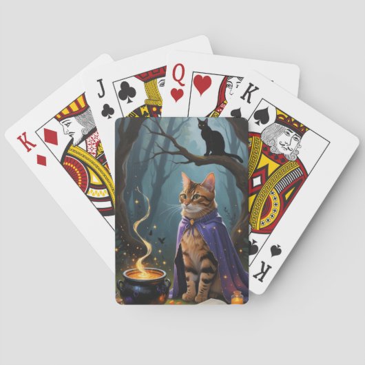 Bengaalse kat grillig Halloween schilderij Pokerkaarten (Achterkant)