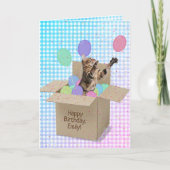 Bengaalse kat in doos verjaardag kaart (Voorkant)