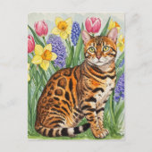 Bengaalse kat in het Spring Flower Briefkaart (Voorkant)