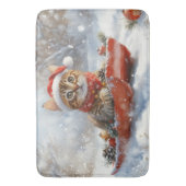 Bengaalse kat in slee Laat het sneeuwen Kerstmis Badmat (Voorkant Verticaal)