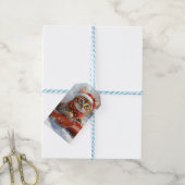 Bengaalse kat in slee laat het sneeuwen Kerstmis Cadeaulabel (Met Touw)