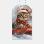 Bengaalse kat in slee laat het sneeuwen Kerstmis Cadeaulabel (Achterkant)