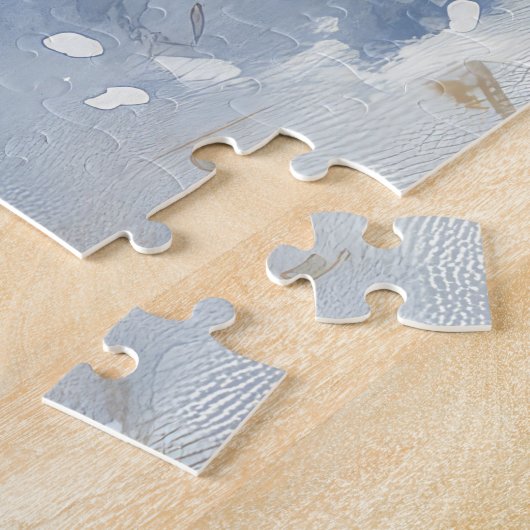 Bengaalse kat in slee laat het sneeuwen Kerstmis Legpuzzel (Zijkant)