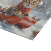Bengaalse kat in slee laat het sneeuwen Kerstmis Snijplank (Hoek)