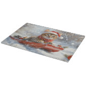 Bengaalse kat in slee laat het sneeuwen Kerstmis Snijplank (Hoek)