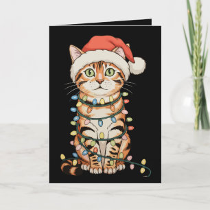 Bengaalse Kat Kerstboom Lichtjes Kerstman Hoed Ker Feestdagen Kaart