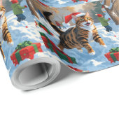 Bengaalse kat Kerstmis feestelijke sneeuw scene Cadeaupapier (Rol Hoek)