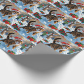 Bengaalse kat Kerstmis feestelijke sneeuw scene Cadeaupapier (Hoek)