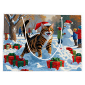 Bengaalse kat Kerstmis feestelijke sneeuw scene Groot Cadeauzakje (Achterkant)