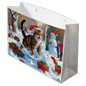 Bengaalse kat Kerstmis feestelijke sneeuw scene Groot Cadeauzakje (Achterkant Gekanteld)