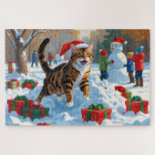 Bengaalse kat Kerstmis Winter Wonderland Legpuzzel (Horizontaal)
