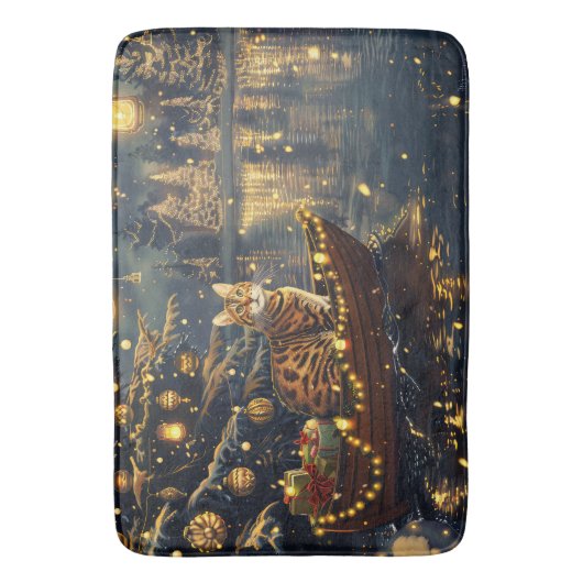 Bengaalse kat kerstvakantie reis badmat (Voorkant Verticaal)