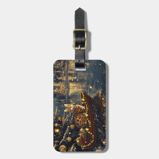 Bengaalse kat kerstvakantie reis bagagelabel (Voorkant verticaal)