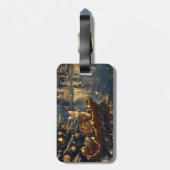 Bengaalse kat kerstvakantie reis bagagelabel (Achterkant verticaal)