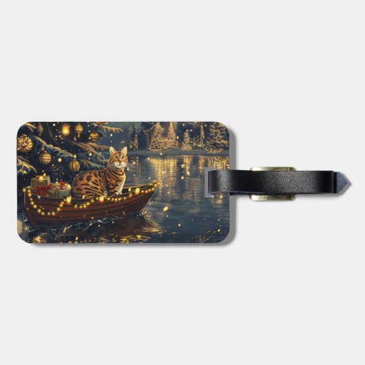 Bengaalse kat kerstvakantie reis bagagelabel (Achterkant horizontaal)